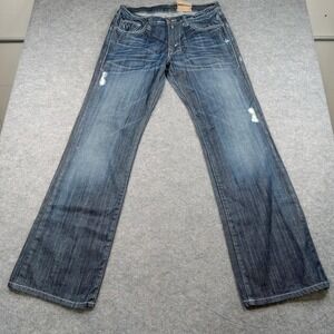 Monarchy  Jeans Mens 32 Denim Bootcut Stitch Flap Pockets Distressed Atelier